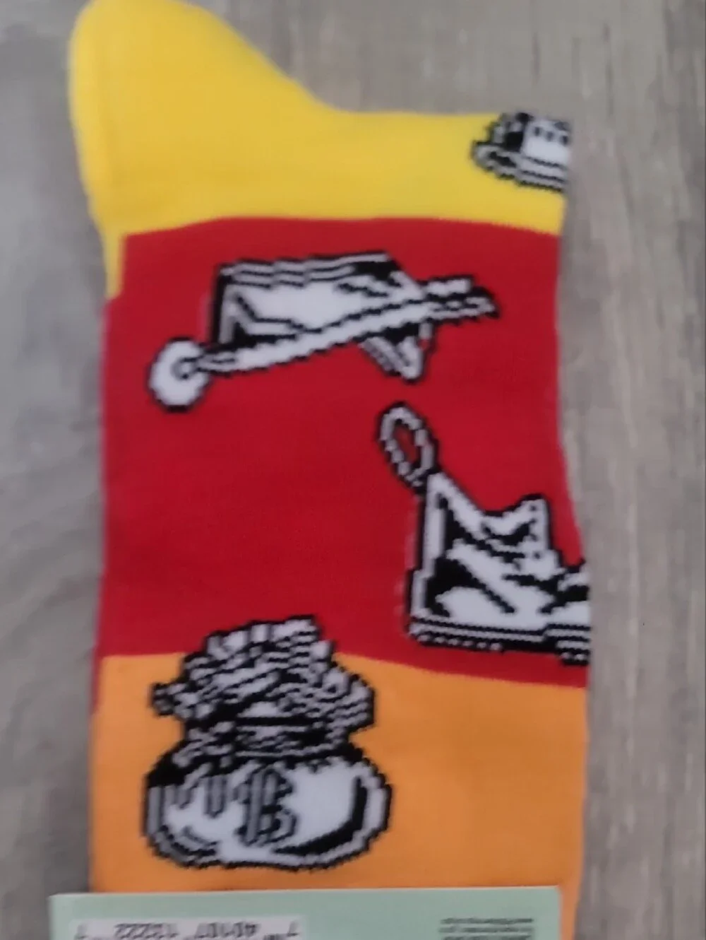 Monopoly Pieces Green, Yellow & Blue Causal Crew Socks